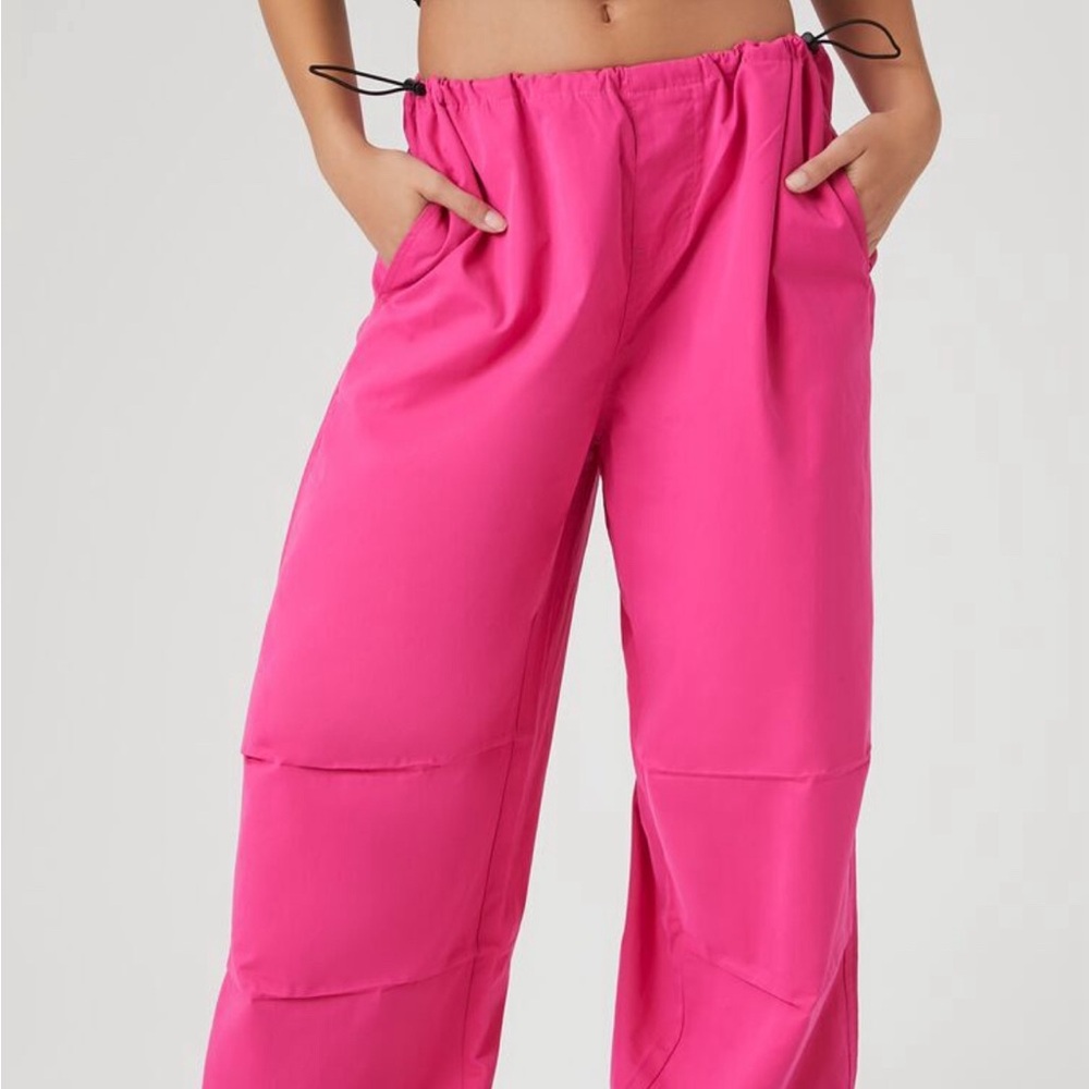 Forever 21 Hot Pink Toggle Drawstring Parachute Pants